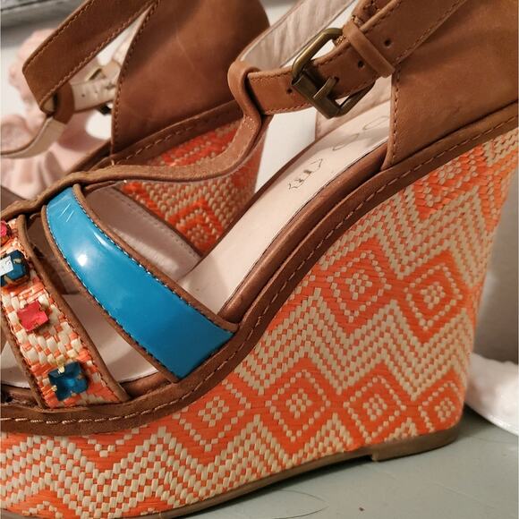 ALDO woman's colorful platform wedge sandal size 8.5 US/ 39 EUR - Picture 2 of 6